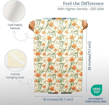 Set of 2 Pointed Floral Printed Kitchen Towel 18" x28", 100% Fresh cotton, Yellow & Mint