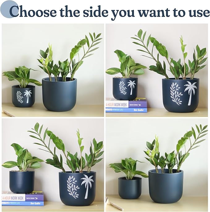 Blue Terracotta Planter Set of 2 – 4” & 6” Pots