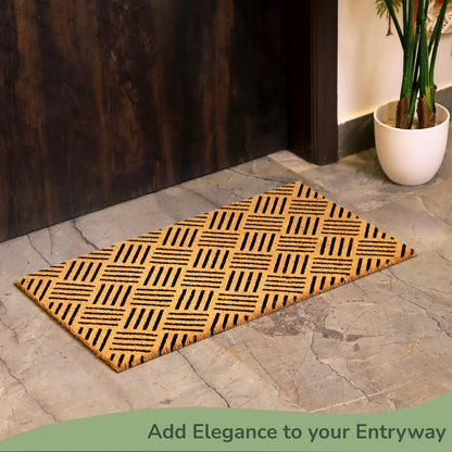 Geometric Coir Welcome Doormat – Non-Slip Indoor/Outdoor Rug