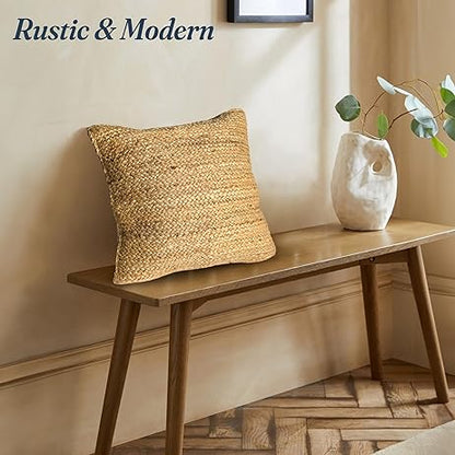 Jute Braided Decorative Pillow Cover, 18 x 18 inch, Natural - India Wholesale Co.