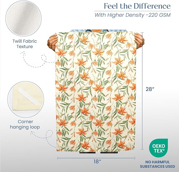 Set of 2 Pointed Floral Printed Kitchen Towel 18" x28", 100% Fresh cotton, Yellow & Mint