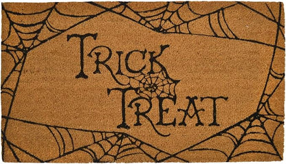Coir Mat Trick and Treat Design - 17X30" - Beige and Black - India Wholesale Co.