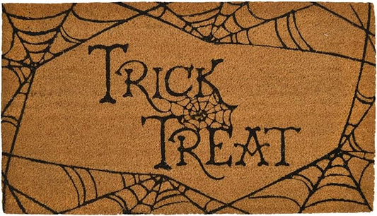Coir Mat Trick and Treat Design - 17X30" - Beige and Black - India Wholesale Co.