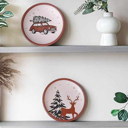 8-Inch Terracotta Christmas Plates Set of 2