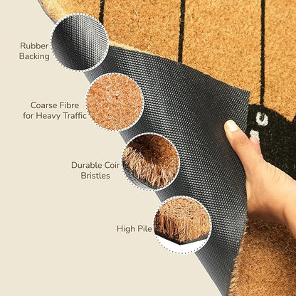 Coir Mats Welcome in Circles - 17X30" -Beige/Black