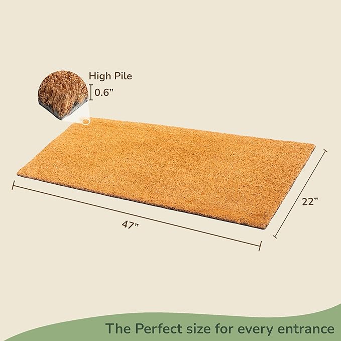 Coir Mats Basic Plain - 22X47" Beige