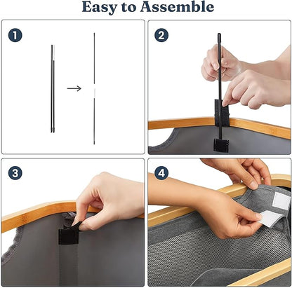 India wholesale co 85L Slim Foldable Laundry Hamper with Lid, gray