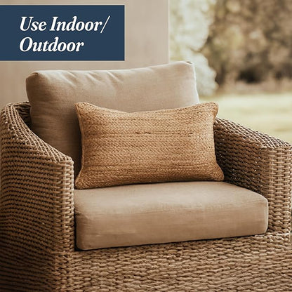 Handwoven Jute Pillow Cover 20x12” – Boho Natural Decor