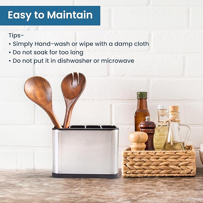 Acacia Salad Servers, 11 Inches Wooden Spoon, Handcrafted Kitchen Utensils for Mixing, Tossing, Cooking (Walnut) - India Wholesale Co.