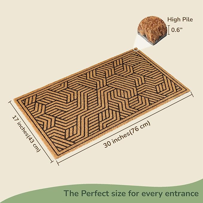 Geometric Coir Welcome Doormat – Non-Slip Indoor Outdoor Rug
