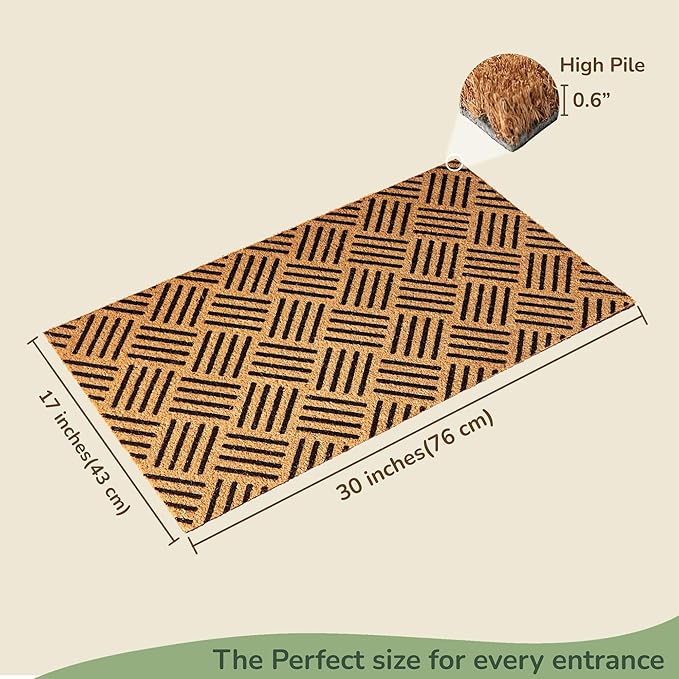 Geometric Coir Welcome Doormat – Non-Slip Indoor/Outdoor Rug