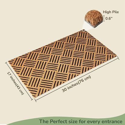 Geometric Coir Welcome Doormat – Non-Slip Indoor/Outdoor Rug