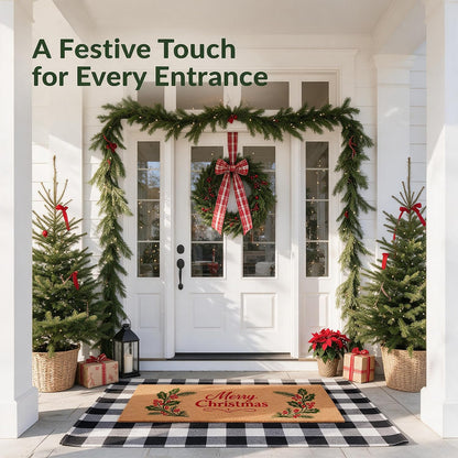 Merry Christmas Door mats Outdoor Entrance, Misltoe Design, 22x47 inches
