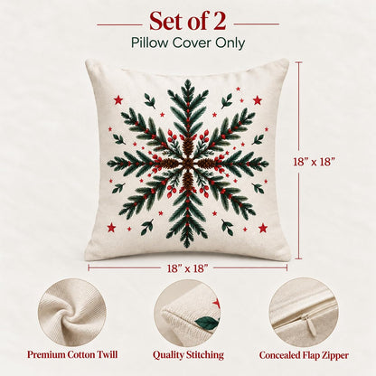 Christmas Joy Throw Cushion Cover – Home Decor, 18", 2Pcs, White