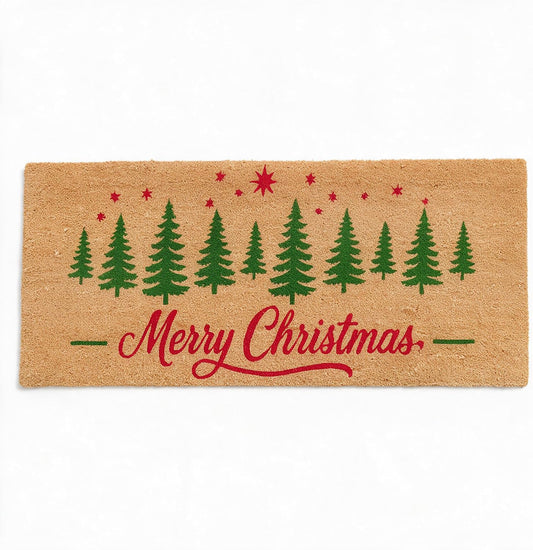 Merry Christmas Door mats Outdoor Entrance, Tree Design, 47x22 inches