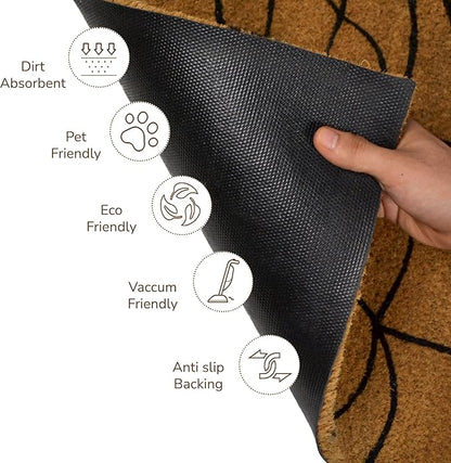 Coir Mat Trick and Treat Design - 17X30" - Beige and Black - India Wholesale Co.