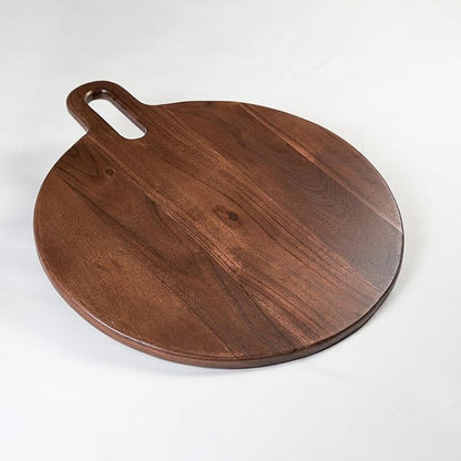 Long Groove Acacia Round Board - 18.5"x15"-Walnut