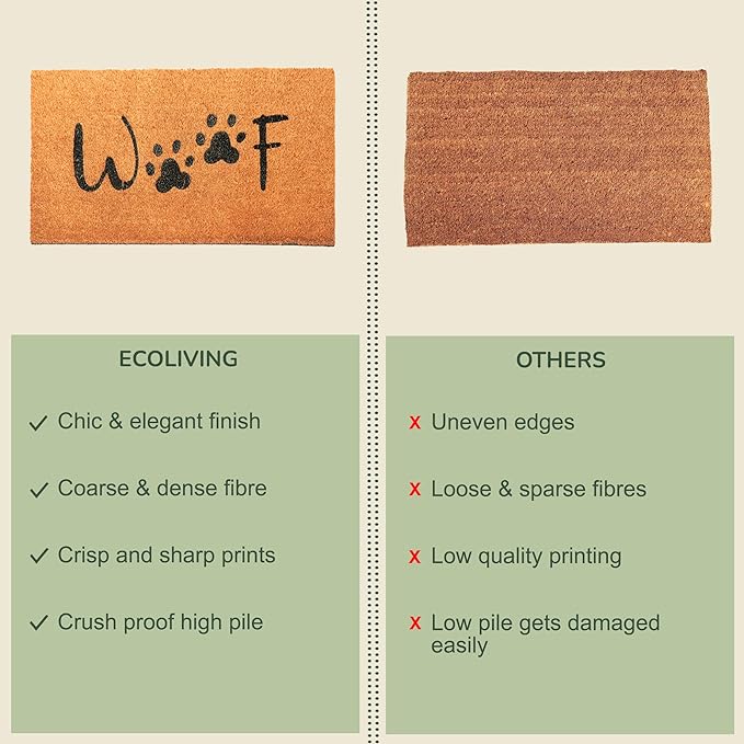 Coir Mats Animals Woof - 17X30" Beige/Black