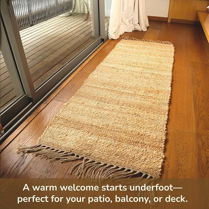 Jute Textured Runner Rug 2x5 ft – Handwoven Natural Décor