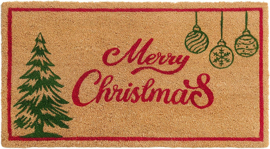 Merry Christmas Door mats Outdoor Entrance, Ornament Design, 17"x30"