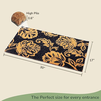 Coir Mats Floral Motif -17"X30" Navy Blue