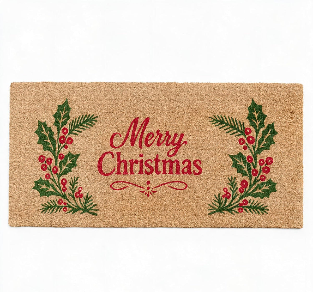 Merry Christmas Door mats Outdoor Entrance, Misltoe Design, 22x47 inches