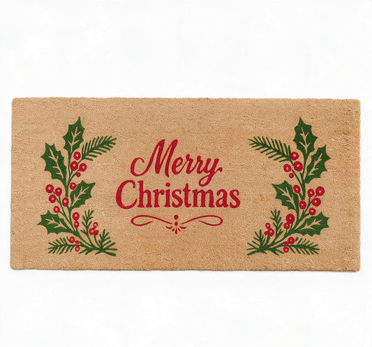 Merry Christmas Door mats Outdoor Entrance, Misltoe Design, 22x47 inches