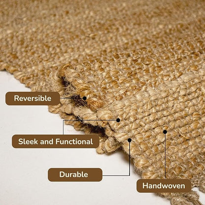 Jute Textured Runner Rug 2x5 ft – Handwoven Natural Décor