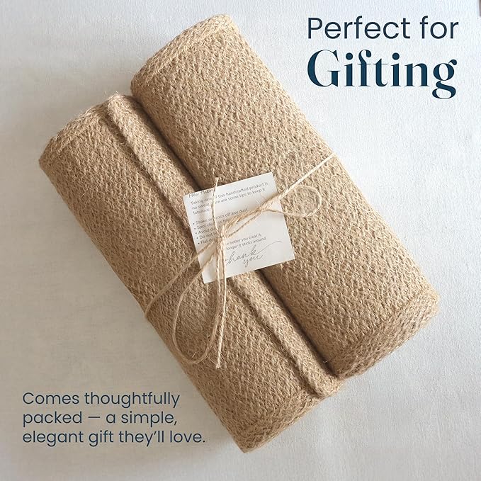 Jute Table Placemat, Plain Jute, Set of 6, 18x12"