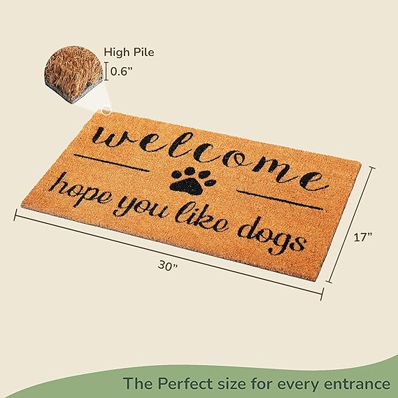 Coir Mats Animals Welcome Hope you like dogs - 17X30" Beige/Black