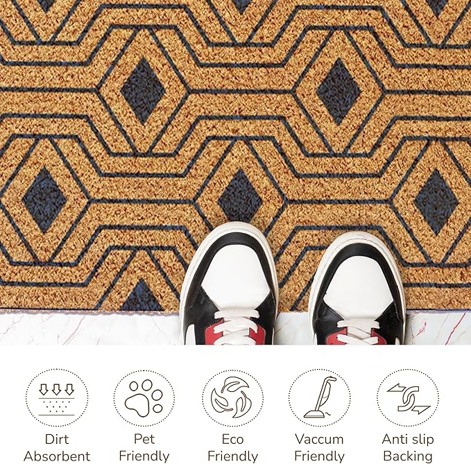 Orion Blue Coir Doormat – Non-Slip Indoor Outdoor Mat