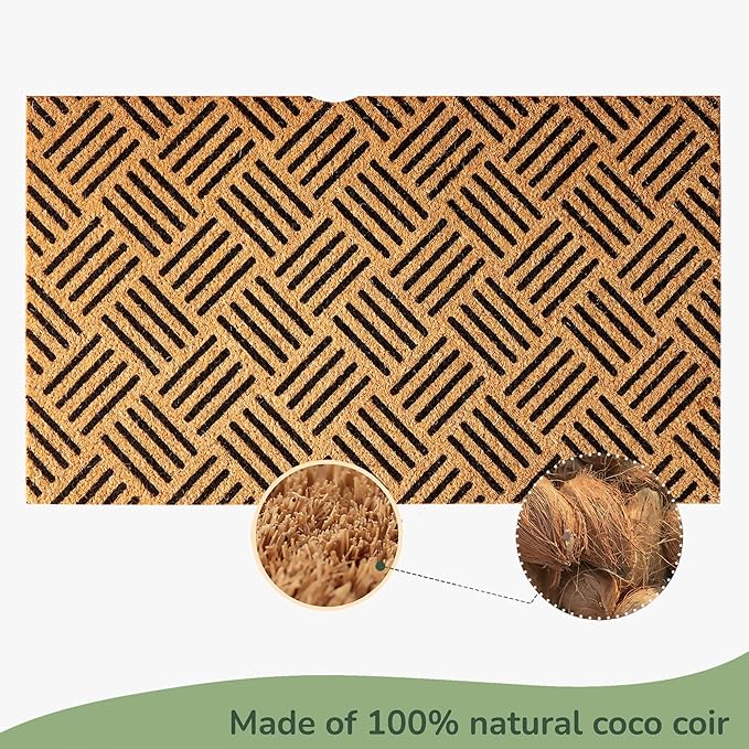 Geometric Coir Welcome Doormat – Non-Slip Indoor/Outdoor Rug