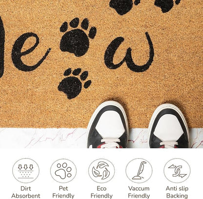 Coir Mats Animals Meow - 17X30" Beige/Black