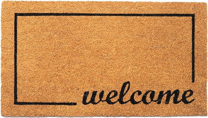 Coir Mats Welcome with Border 17X30" -Beige/Black