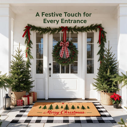 Merry Christmas Door mats Outdoor Entrance, Tree Design, 47x22 inches