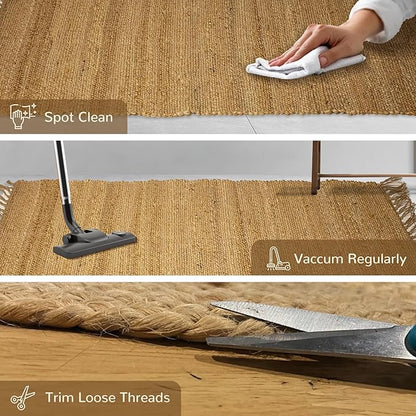 Jute Textured Runner Rug 2x5 ft – Handwoven Natural Décor