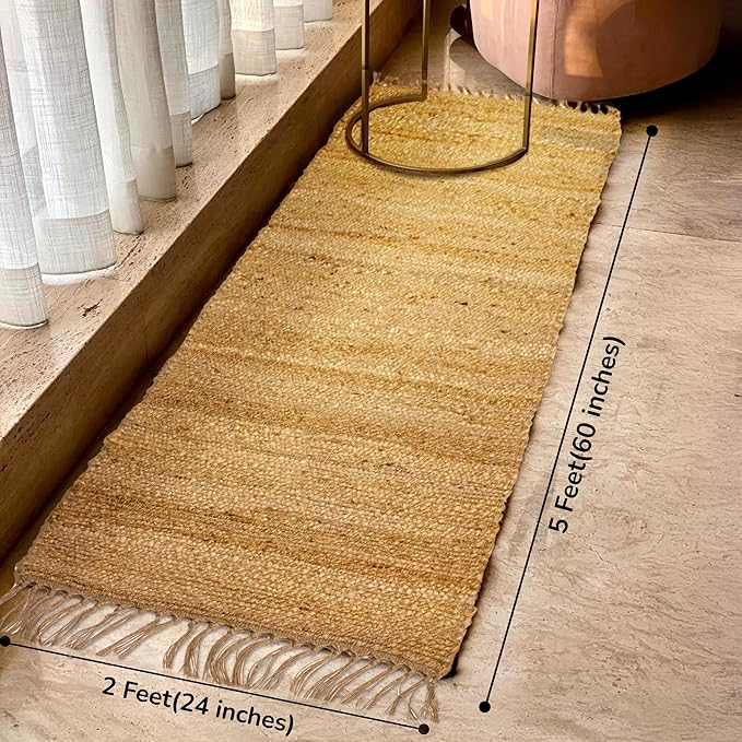 Jute Textured Runner Rug 2x5 ft – Handwoven Natural Décor