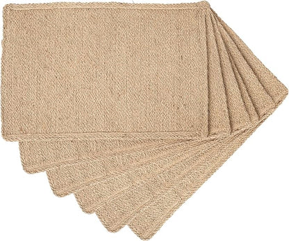 Jute Table Placemat, Plain Jute, Set of 6, 18x12"
