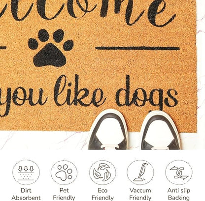 Coir Mats Animals Welcome Hope you like dogs - 17X30" Beige/Black