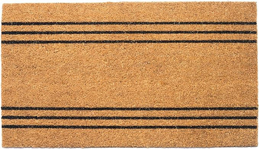 Coir Mats Basic Plain with stripes- 17X30" Beige