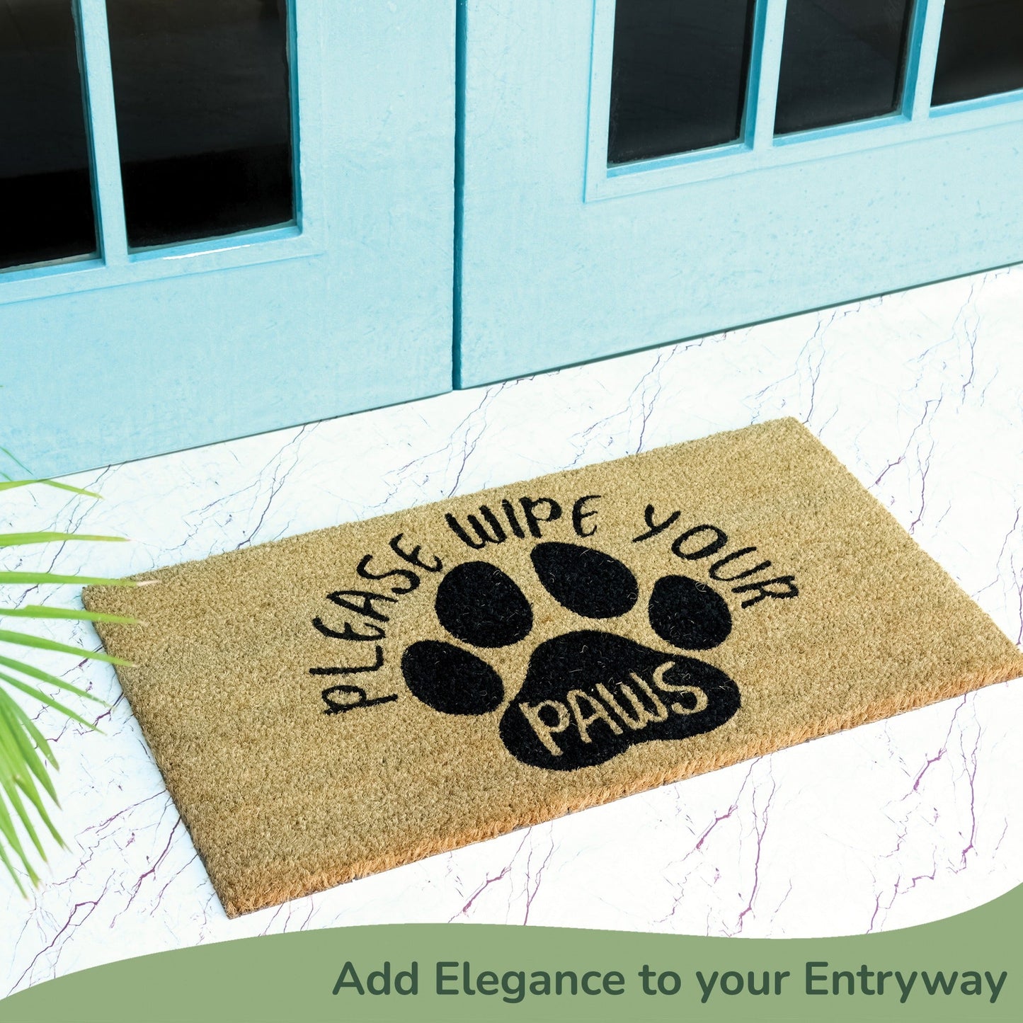 Coir Mats Animals Please Wipe your paws - 17X30" Beige/Black