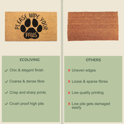 Coir Mats Animals Please Wipe your paws - 17X30" Beige/Black