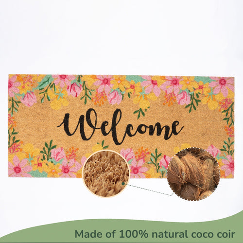 Coir Mats Welcome with Floral Print- 22X47