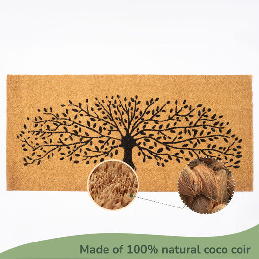 Coir Mats Tree Print - 22X47" Beige