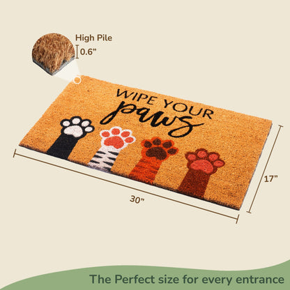 Coir Mats Animals Wipe your paws - 17X30" Multicolor