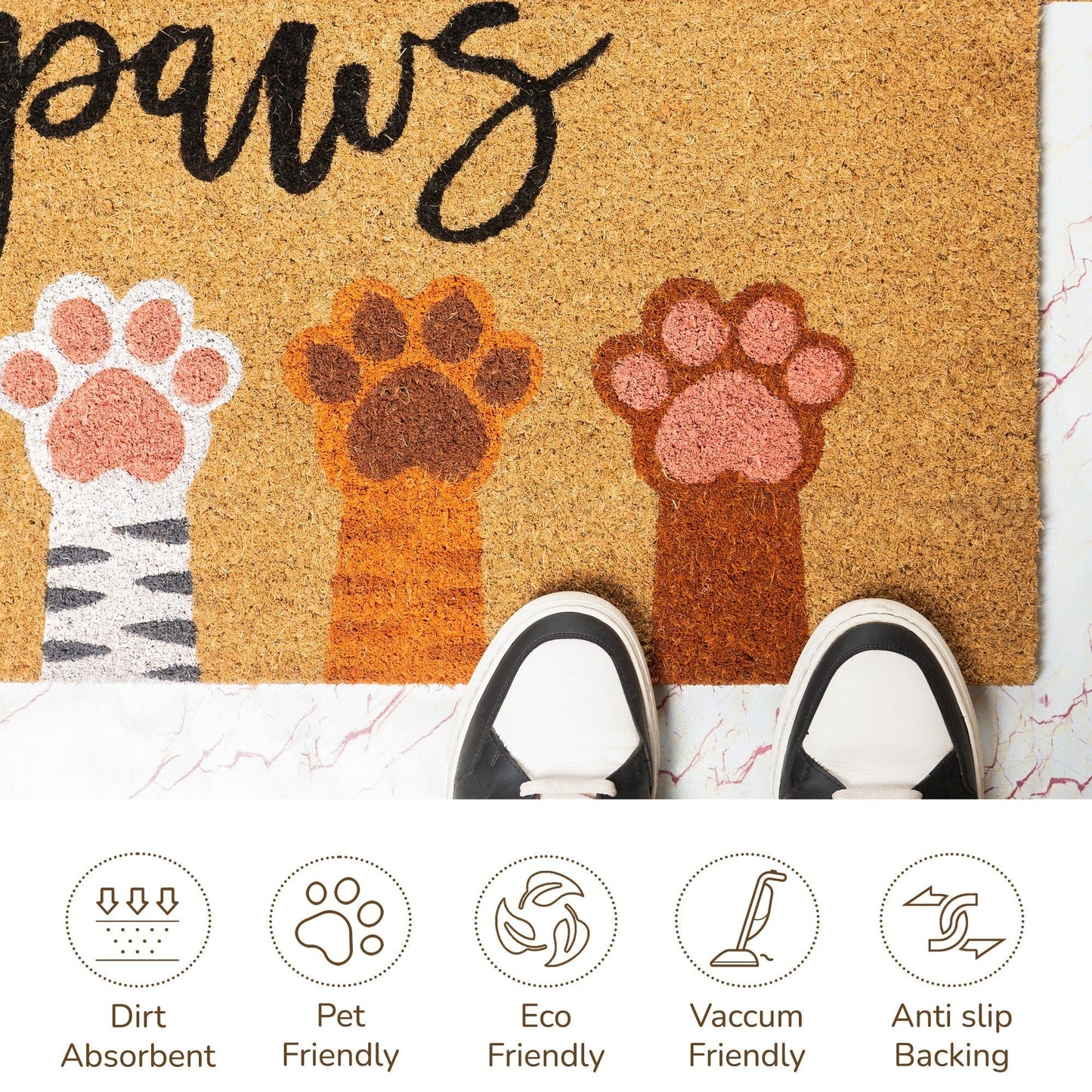 Coir Mats Animals Wipe your paws - 17X30" Multicolor