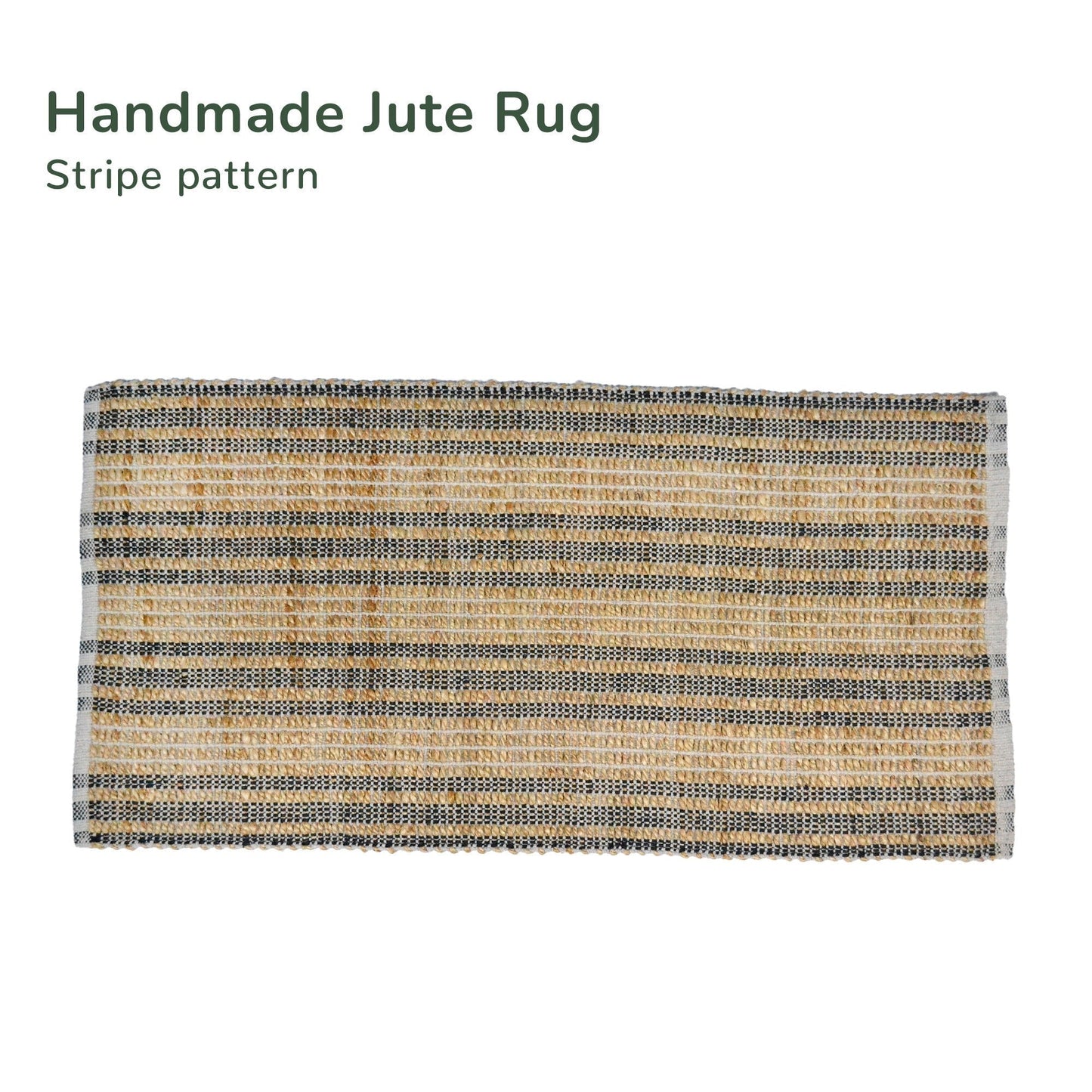 Sustainable Rug, Jute & Cotton blend, Stripes, 2' x 4'