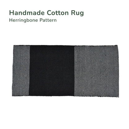 Herringbone black & white Rug, 2'X4', Recycle cotton