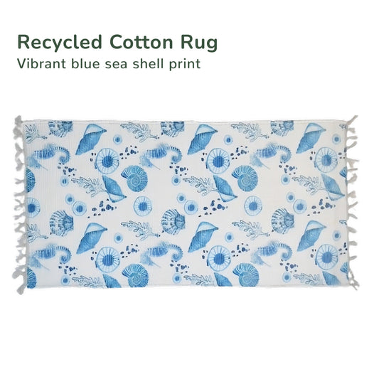 Chindi Rug Printed,Seashell- 2'X4'-Blue (Rolled packed)