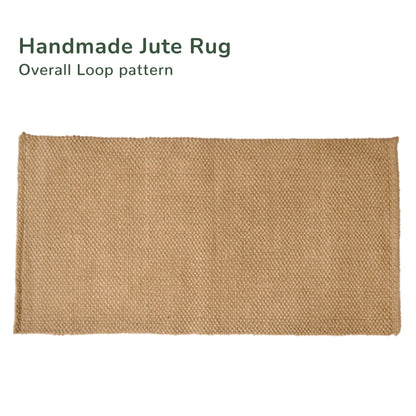 Sustainable Jute Rug, All over loop pattern in 5 ply yarn, Natural, 2'x4'